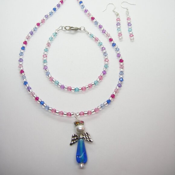 Hand Crafted Jewelry - Handcrafted Angel Jewelry Set – Necklace, Bracelet, & Earrings